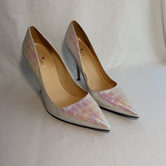 kate spade Shoes - KATE SPADE Women's LICORICE Iridescent Pointed Toe Croc Stilleto Pumps